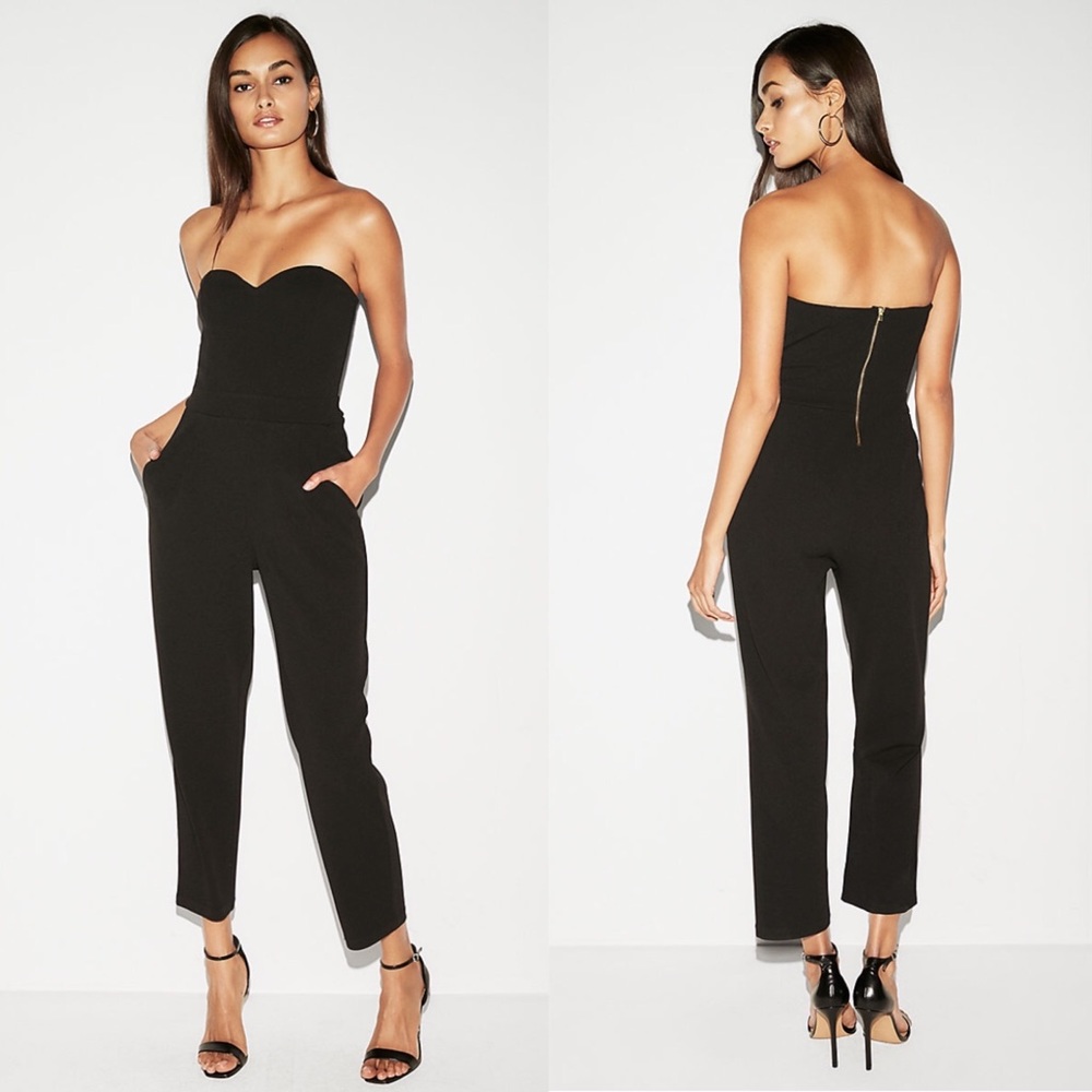 Express strapless sweetheart neckline jumpsuit